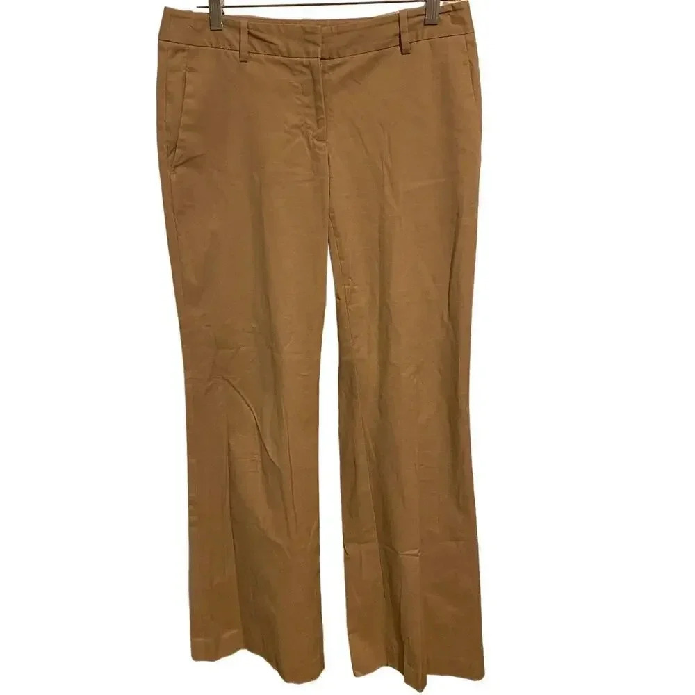 Ann Taylor Loft Cream Brown Dress Pants Women Size 2 Pocket